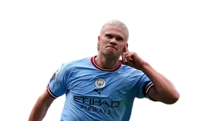Manchester City striker Erling Haaland in action