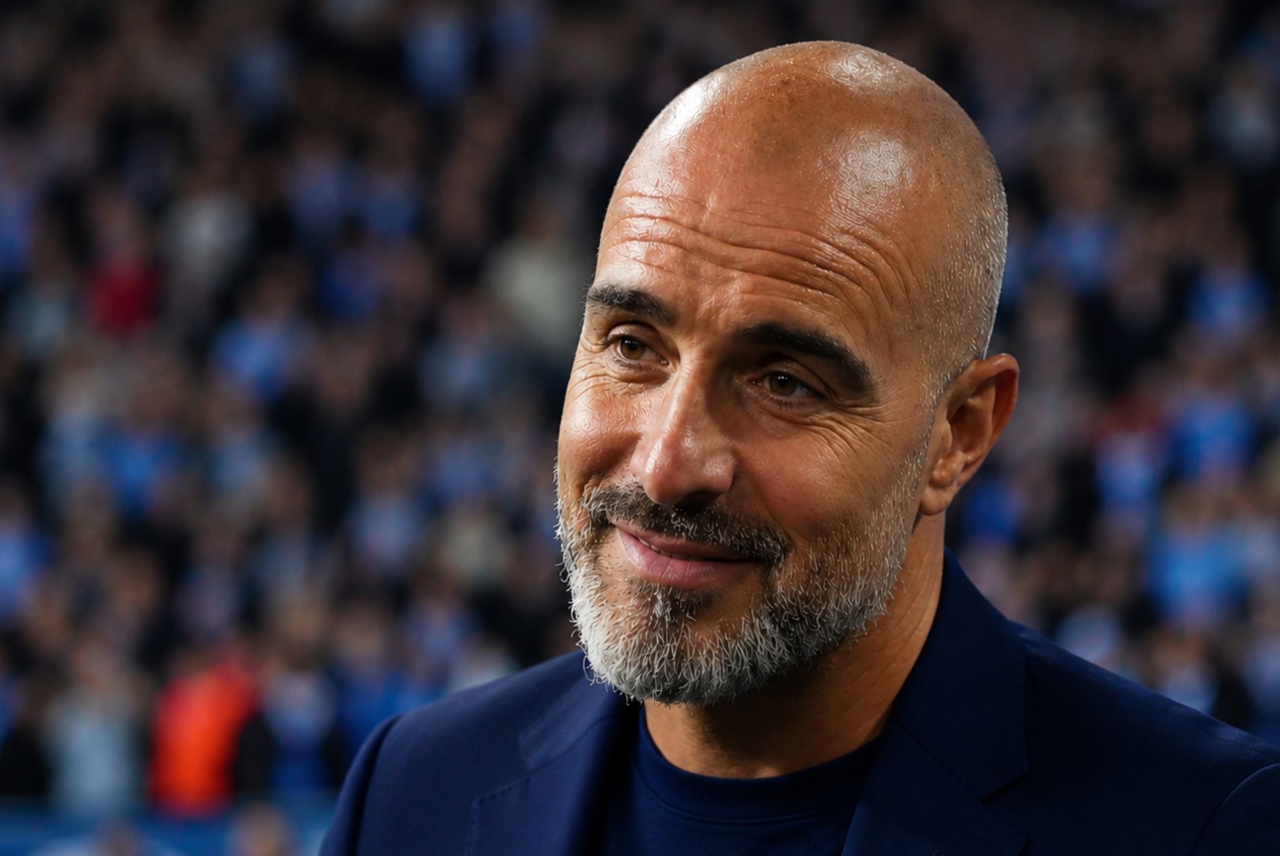 Manchester City badge at the Etihad Stadium with new manager Enzo Maresca's coaching team announcement