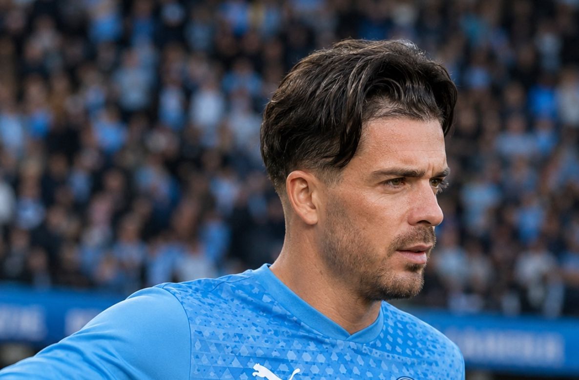 Jack Grealish in action for Manchester City during a Premier League match