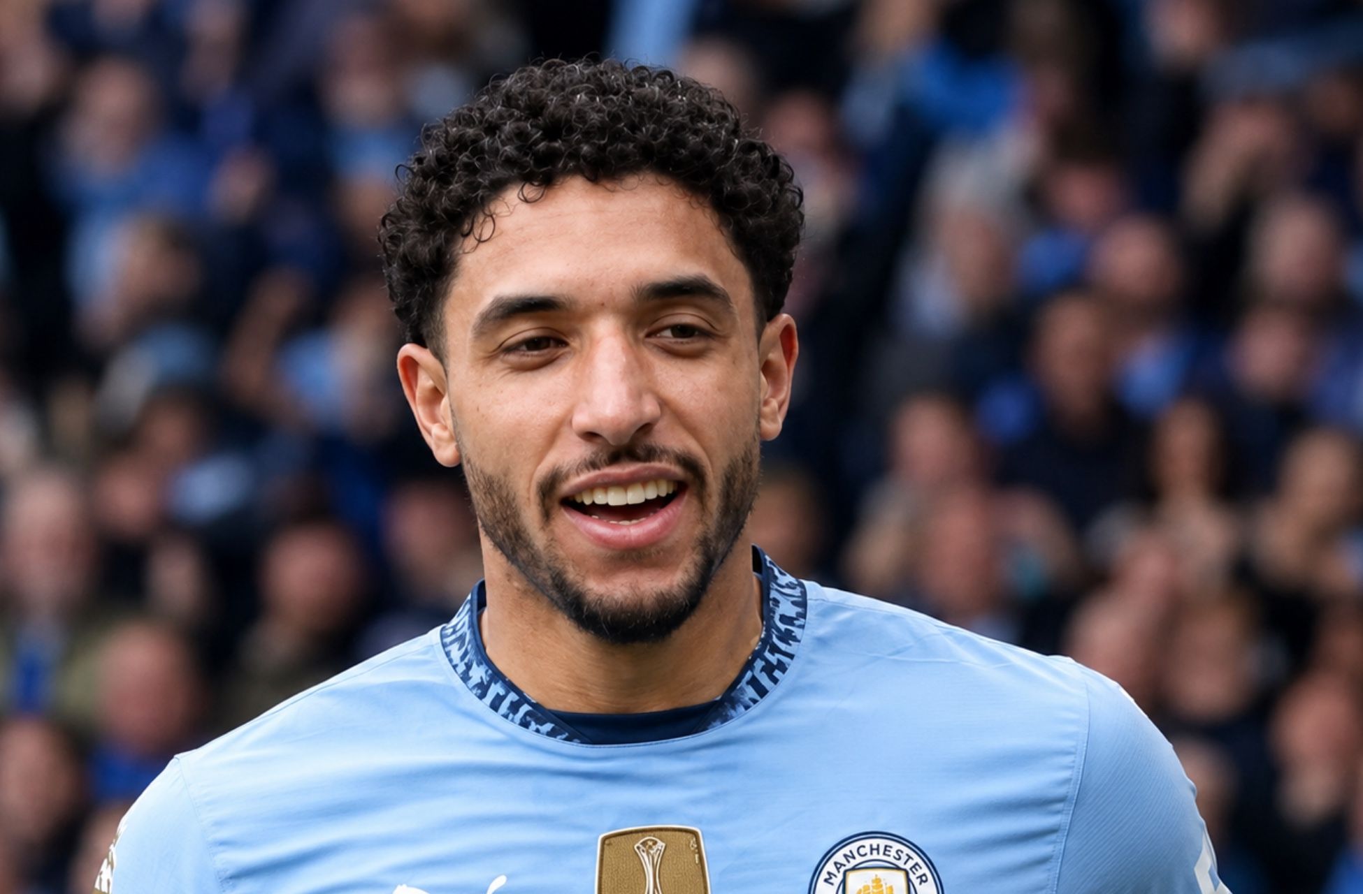 Omar Marmoush in action for Manchester City, with Newcastle United among the clubs interested in signing him this summer.