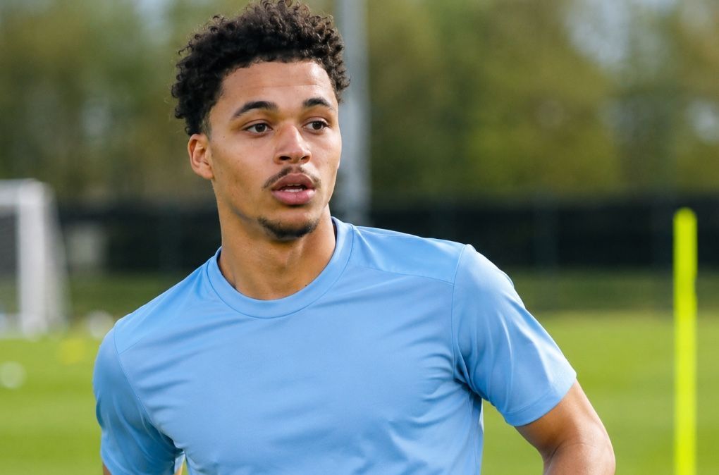 Max Alleyne in action for Manchester City during a pre-season friendly