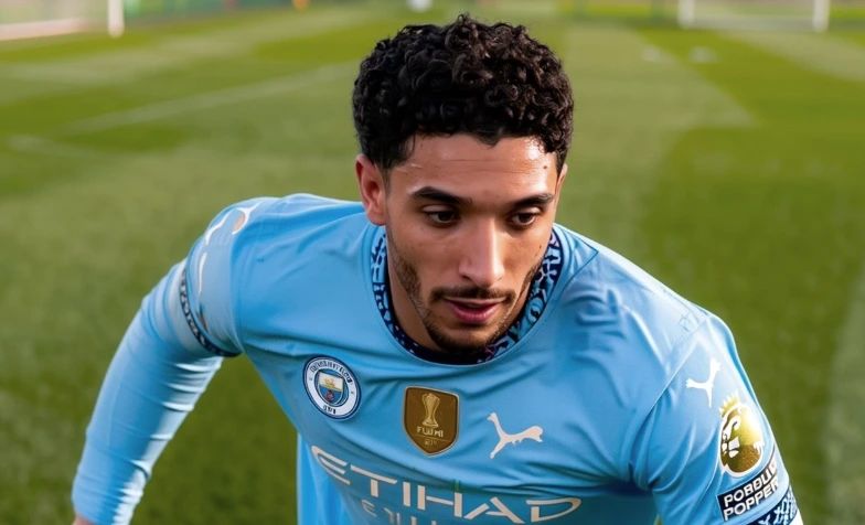 Omar Marmoush celebrates scoring for Manchester City against Atletico Madrid in Seoul